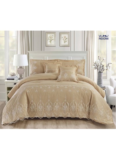 Buy 4-Piece Dantel Comforter Set Microfiber Single King Size 170x230 cm Beige in Saudi Arabia