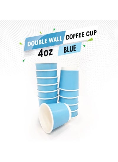 Buy Disposable Double Wall Blue Coffee Cups 4 Ounce Coffee Cups To Go Paper Coffee Cups and Designs, Recyclable, Hot Coffee Cups 50 Pieces. in UAE