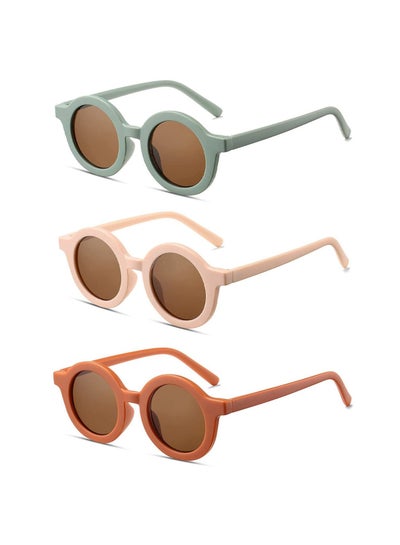 Buy Kids Sunglasses, Retro Cute Round Sunglasses for Kids Girls Boys Sunnies UV400 Protection Sun Glasses, Flexible Frame for Girls Boys Age 2-10 Morandi Sunglasses Fashion Beach Holiday in UAE