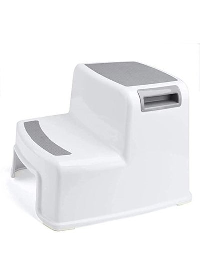 Buy Dual Height Step Stool for Kids Toddler  Stool for Potty Training and Use in the Bathroom or Kitchen Versatile Two Step Design for Growing Children Soft Grip Steps Provide white in UAE