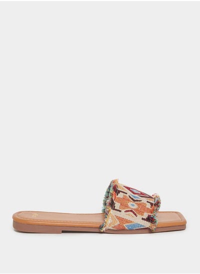 Buy Patterned Strap Flat Sandals in Saudi Arabia