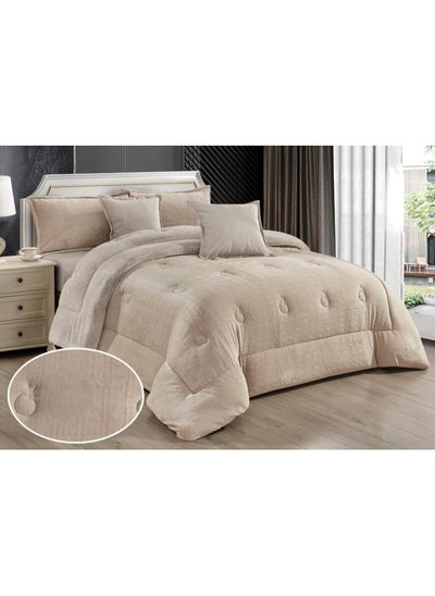 Buy Single winter comforter set, two-side system, velvet face and soft fur side, 4-piece system, medium filling, excellent quality and practical, 170 * 220 cm in Saudi Arabia