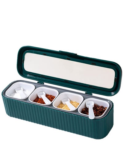 Buy Seasoning Box Set, 4 Piece Seasoning Containers Spice Container Spice Box with Lids and Spoon, Salt Sugar Storage Container Set, Condiment Jars for Spice Salt Sugar in UAE