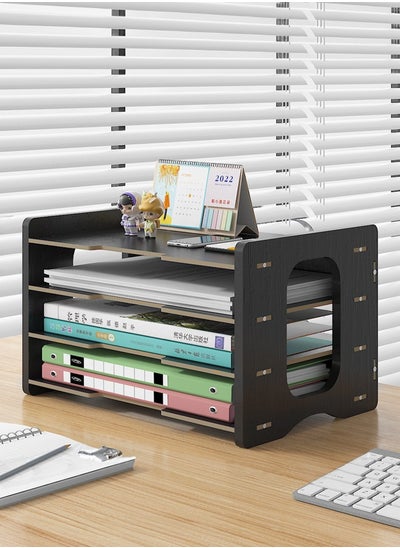 Buy 5 Tiers Black File Organizer Paper Sorter File Paper Organizer for Desk Desktop Paper Storage in Saudi Arabia