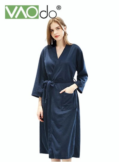 Buy Women's Bathrobe Light Super Absorbent Skin-friendly Home Clothes Nightgown Suitable For All Seasons Navy Blue in UAE