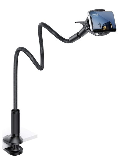 Buy Gooseneck Phone Holder For Bed Overall Length 38.6 Inch Flexible Leather Wrapped Arm 360 Adjustable Clamp Clip Overhead Cell Phone Mount Stand For Desk Compatible With All Cellphone 4 To 7 Inch in Saudi Arabia