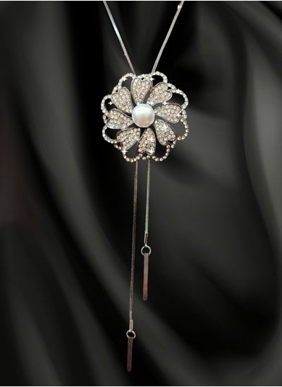 Buy Flower Shape Pendant Necklace For Women - Platinum Plated, High Quality in Egypt