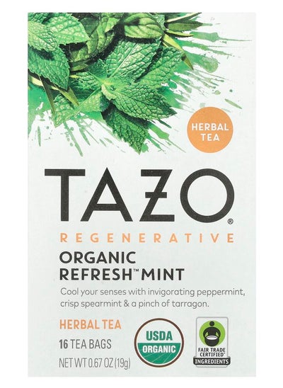 Buy Regenerative Herbal Tea Organic Refresh Mint Caffeine Free 16 Tea Bags 0.67 oz (19 g) in UAE