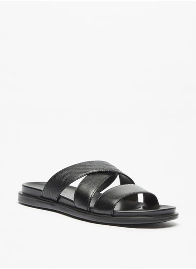 اشتري Solid Slip-On Cross Strap Sandals في الامارات