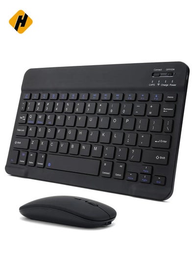 Buy Rechargeable Bluetooth Keyboard and Mouse Combo Portable Compact Wireless Mouse Keyboard Set for Android Windows Tablet Cell Phone iPhone iPad Pro Air Mini, iPad OS/iOS 13 and above (Black) in UAE