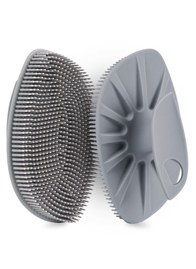 Buy Silicone Body Scrubber  Shower Brush, Gentle Exfoliating and Massage,Long Bristles Brush Well and More Hygienic , 1 Pack (Gray) in UAE