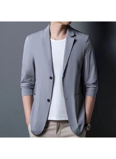 Buy 2023 Mens Classic Simple Blazer - Casual Business Suit Jacket light gray in UAE