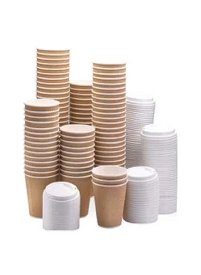 Buy 25 Pieces Ripple Coffee Cups With Lid in Saudi Arabia