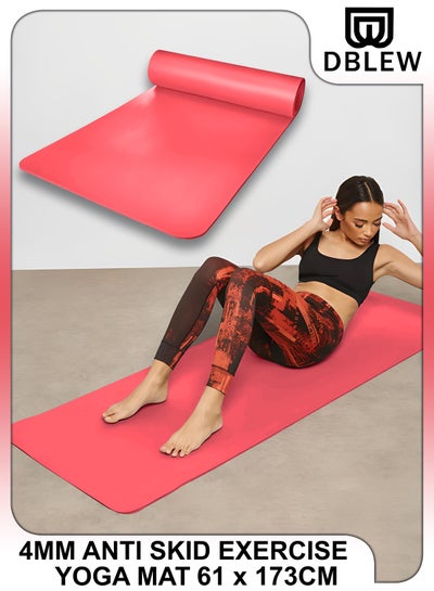Buy 4mm Thick Yoga Mat Knees Supportive Anti Slip Fitness Home Exercise Eco Friendly Ideal For All Types Of Pilates Floor Workouts Gym Stretching 61x173cm in UAE