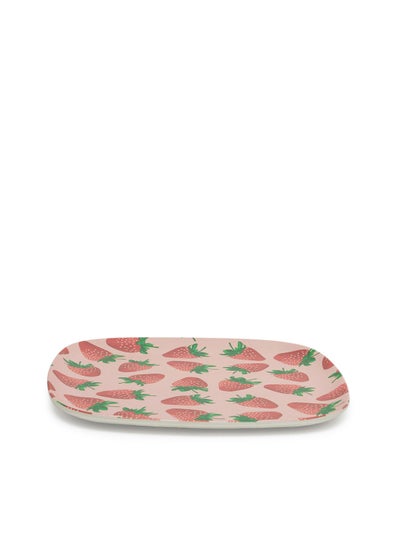 Buy Strawberry Bamboo Fiber Large Square Plate in UAE