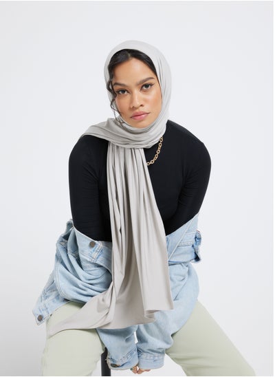 Buy Organic Bamboo Jersey Hijab - Light Grey in UAE