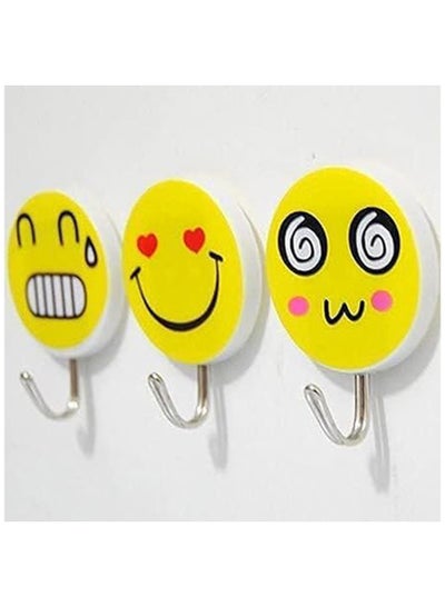 Buy Hooks Wall Mounted With Plastic Emoji Face Design And Self Adhesive Set Of 6 Pieces in Egypt