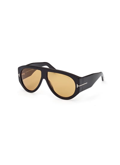 Buy Men's Pilot Shape Acetate Sunglasses FT104401E60 Lens Size: 60 Millimeter - Shiny Black in UAE