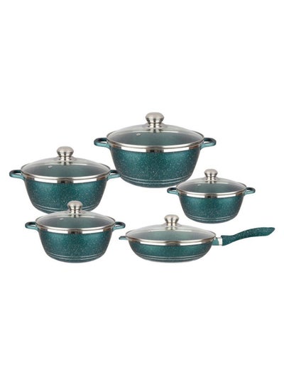 Buy 12-Piece Kitchen Cookware set, Casserole Set And Frying Pan With Non Stick Cookware sets ,Finish Glass lid PFOA-Free in UAE