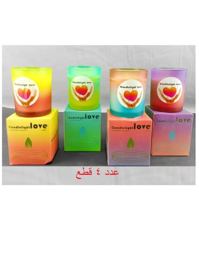 Buy 4 Pieces of Premium Scented Candles with Distinctive Scents in a Glass Jar for Relaxation and Home Decor (Multi-Colors and Scents) in Egypt