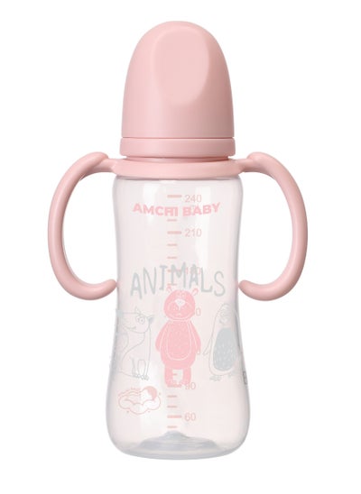 Buy Feeding Bottle With Handle 240ml 6+ Months-Pink in Saudi Arabia