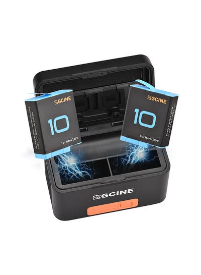 اشتري ZGCINE PS-G10 mini Portable Sports Camera Battery Fast Charging Case 5200mAh Wireless Dual Battery Charger with Type-C Port 2pcs 1800mAh Batteries Replacement for GoPro Hero 11/10/9 في السعودية