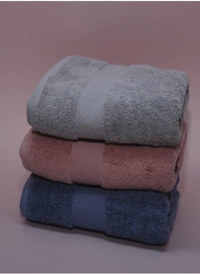 Buy Towel Set 3 Pieces 50×100jeans blue & cashmere  & grey in Egypt