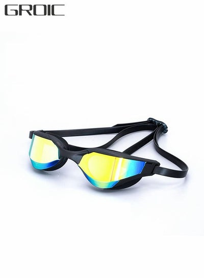 Buy Swimming Goggles Adult Racing Wide Vision Leak-proof UV Protection Waterproof  Anti-fog for Men  Woman in Races - Gold in Saudi Arabia