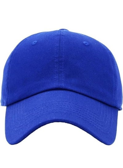 Buy 100% Cotton Blue Baseball Dad Cap - Adjustable Size Hat for Running, Workouts, and Outdoor Activities - Baseball Cap for Men and Women in UAE