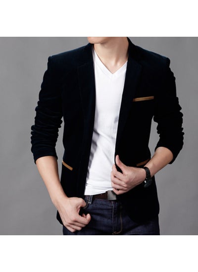 Buy Autumn and Winter new Korean style business casual small suit mens youth fashion slim corduroy suit urine single WestBlack Black in Saudi Arabia