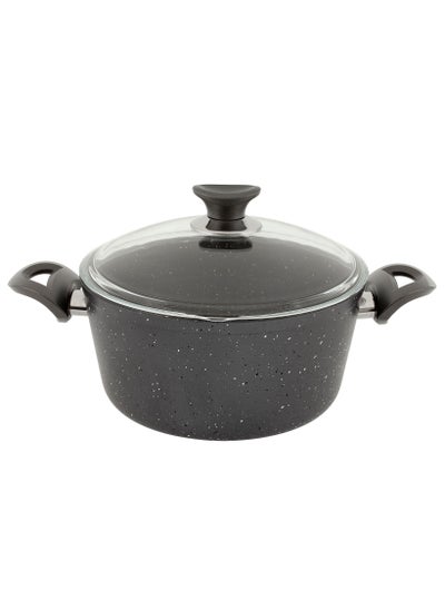 Buy Quantum Series Deep Pot Aluminium Granite Coating Black Color 30 Cm in UAE