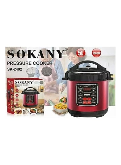 Buy Sokany 1000W 5L Pressure Cooker, SK-2402, Red in Egypt
