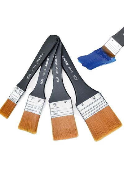 Buy Professional Paint Brush Set - Flat Tool Brushes for Home Repair, Ideal for Acrylic, Oil, Watercolor, and Gouache (Available in 20/30/40/50mm) - 4 Pack in UAE