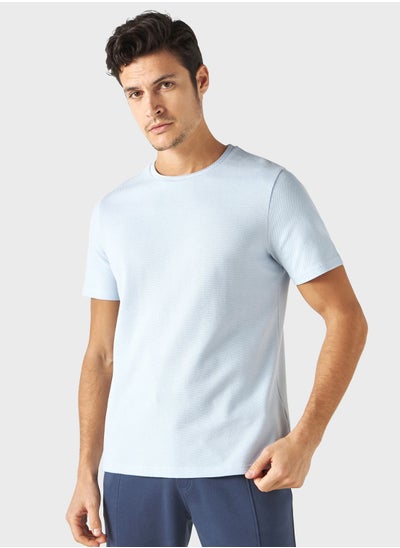 اشتري Textured Crew Neck T-Shirt في السعودية