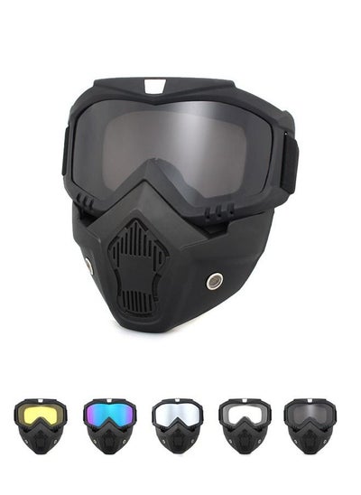 Buy Motorcycle Helmet Goggles with Removable Face Mask, ATV Dirt Bike Motocross Eyewear Riding Offroad Goggles in Saudi Arabia