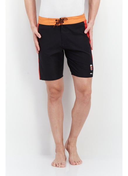 Buy Men Colorblock Drawstring Board Shorts, Black Combo in UAE