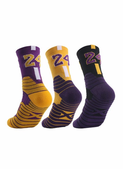 Buy Elite Basketball Socks, Running Socks, Athletic Socks, Compression Cushion Sports Socks for Men & Women (3Pcs) in UAE