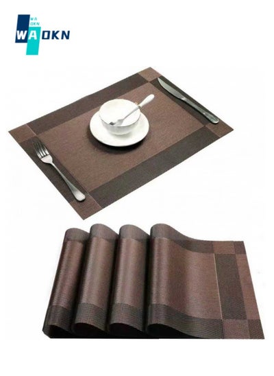 Buy Set of 4 PVC Placemats, Wipeable Placemats Table Mats for Table Decoration Holiday Wedding Decoration Centerpieces - Table Placemats Non-Slip and Heat Resistant - Washable Placemats (Brown) in UAE