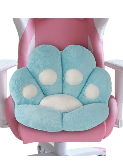 اشتري Cute Seat Cushion Lazy Back Cozy Cat Paw Shaped Sofa Office Chair Cushion,Multiuse Plush Cat Paw Design Chair Cushion Blue White في السعودية