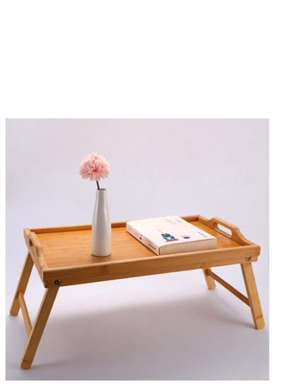 Buy Wooden Portable Computer Desk,Foldable Functional Laptop Table,Adjustable Notebook Desk For Bed Sofa Breakfast Tray Picnic Table-Wood 50x30cm in Saudi Arabia