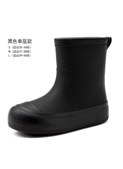 اشتري Fashion Womens rain boots waterproof non-slip cotton warm rain boots thick bottom wear-resistant rubber shoes for shoppingBlack Black في الامارات