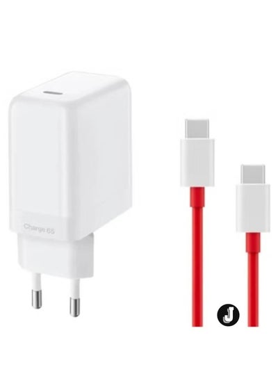 اشتري "65W WARP Charger with USB-C to USB-C Cable for OnePlus Devices, Fast Charging Adapter" في الامارات