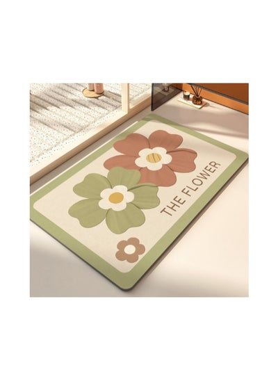 اشتري Simple Fresh Flower Bathroom Anti Slip Diatomaceous Floor Mat في السعودية