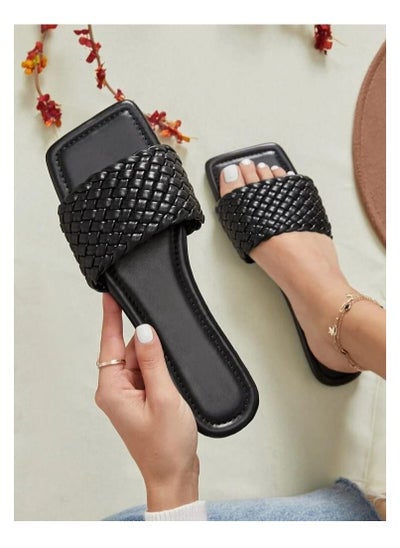 Buy Stylish Braided Slippers - Black in Egypt