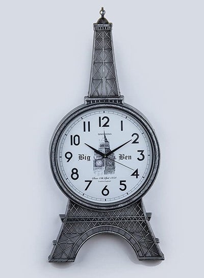 Buy Big Wall Clock Eiffel tower shaped with Battery Operated - gray in Egypt