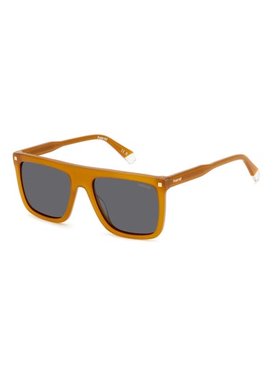 اشتري Men's Polarized Rectangular Shape Acetate Sunglasses PLD 4166/S/X GREY 46 - Lens Size: 46.1 Mm - Yellow في الامارات