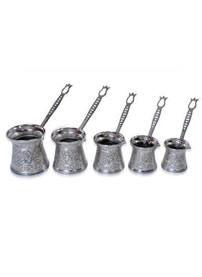 Buy Aytek Turkish Coffee Pot Set, 5 Piece, Bright Silver in UAE