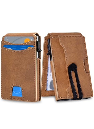 Buy Wallet Metal Card Box Cowhide Card Bag Anti-infringement Anti-theft Men's Wallet Genuine Leather Genuine Goods Soft Men's Wallet in Saudi Arabia