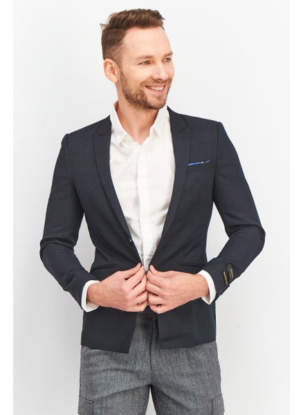 اشتري Men Slim Fit Textured Casual Blazer, Black في الامارات