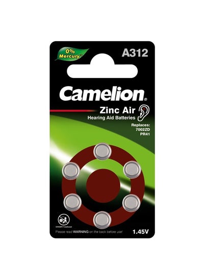 Buy 6pc Camelion A312 Zinc Air 1.45V in Egypt